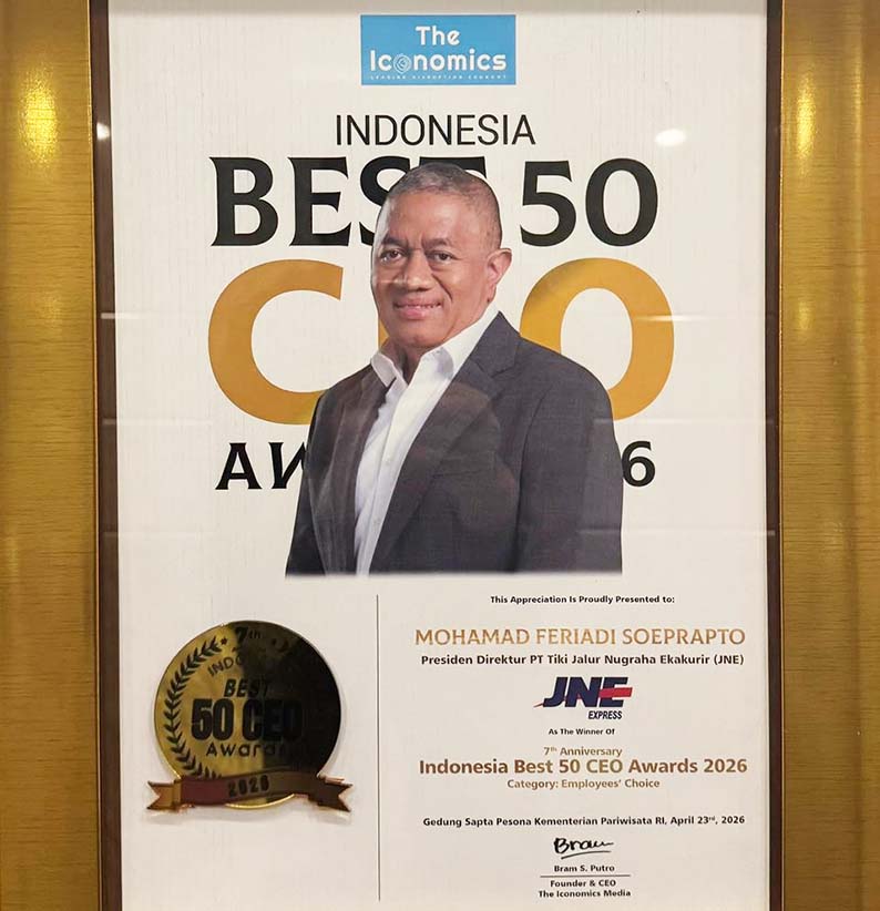 Nakhoda Inspiratif! Bos JNE Mohamad Feriadi Soeprapto Sabet Penghargaan “Indonesia Best 50 CEO Awards”